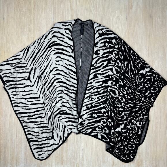 WHBM Wrap Shawl Animal Prints Ruana Wool Cashmere Blend Chic Cozy Poncho OS - Picture 14 of 14